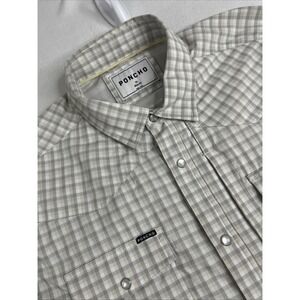 Poncho Western Shirt XL Slim Fit White Beige Pearl Snap Stretch